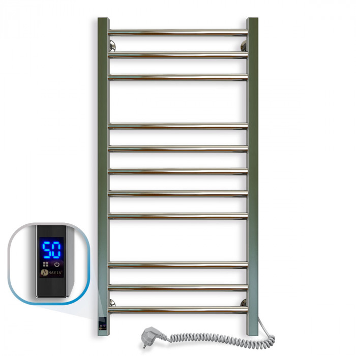 Электрический полотенцесушитель NAVIN Класcик Квадро 500х1000 Sensor подключение справа таймер хром 10-016053-5010