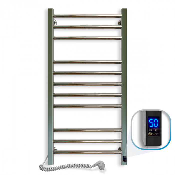 Электрический полотенцесушитель NAVIN Класcик Квадро 500х1000 Sensor подключение слева таймер хром 10-016153-5010