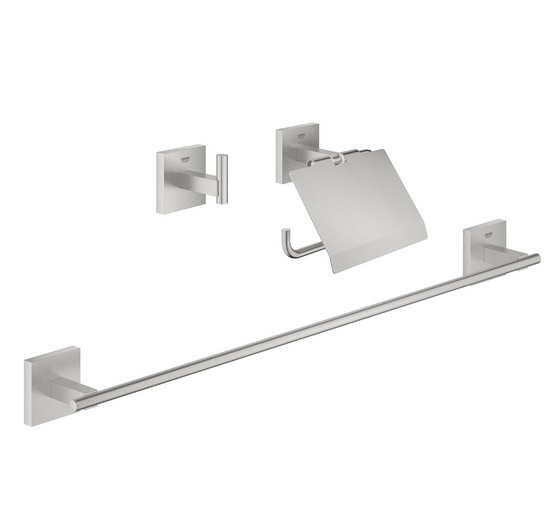 Набор аксессуаров для ванной комнаты Grohe QuickFix Start Cube 3 в 1 суперсталь 41124DC0