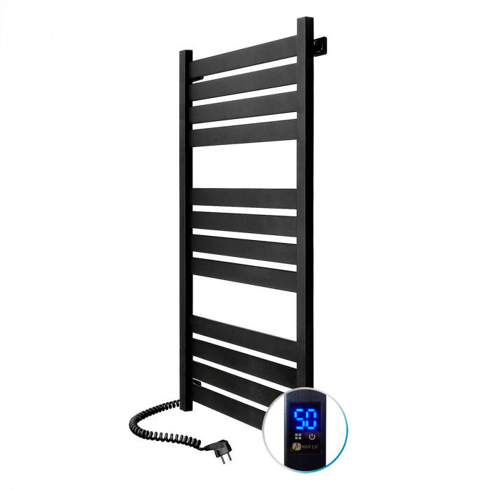Электрический полотенцесушитель NAVIN Largo 500х1200 Sensor подключение слева таймер черный муар 12-244153-5012