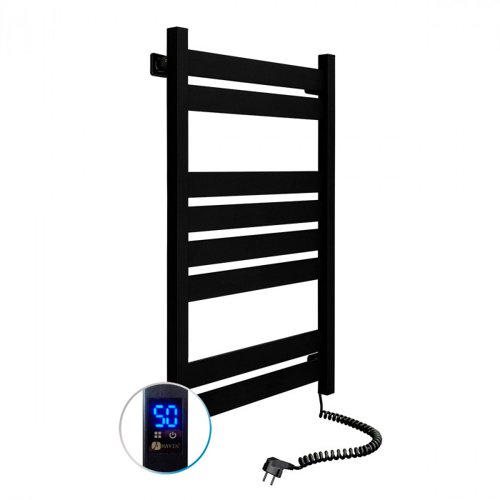 Электрический полотенцесушитель NAVIN Largo 500х800 Sensor подключение справа таймер черный муар 12-244053-5080