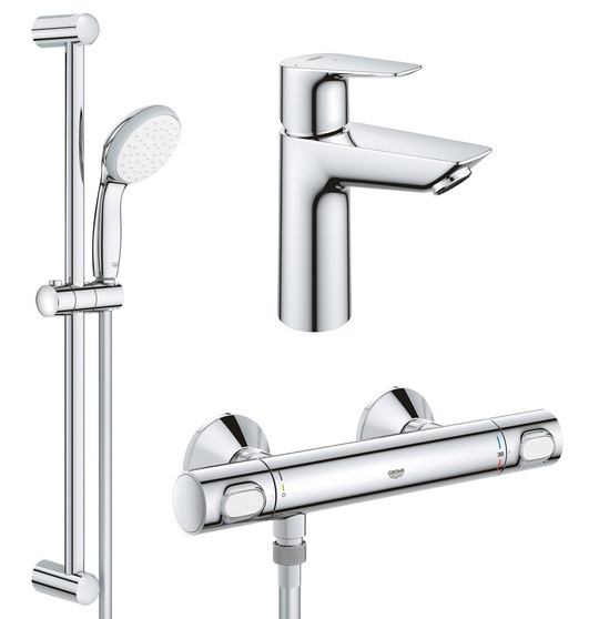 Комплект змішувачів для ванної Grohe QuickFix Precision Flow 3 в 1 з душовим набором хром UA202503TE