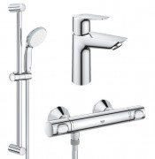 Комплект смесителей для ванной Grohe QuickFix Precision Flow 3 в 1 с душевым набором хром UA202503TE