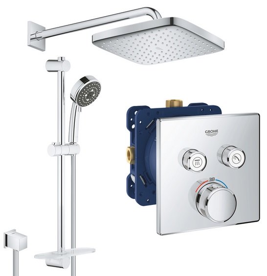 Душева система прихованого монтажу Grohe QuickFix Grohtherm SmartControl з Vitalio Comfort 250 Cube хром UA202801C2