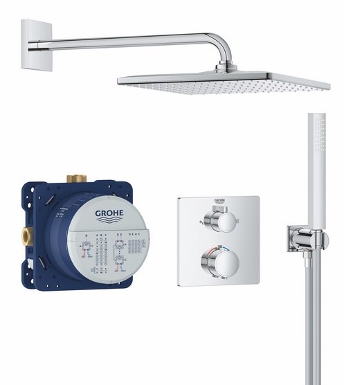Душева система прихованого монтажу Grohe QuickFix Precision з Vitalio Rain Mono 310 Cube хром 34881000