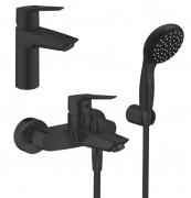 Комплект змішувачів для ванної Grohe QuickFix Start 3 в 1 із душовим набором чорний матовий UA303301SQ