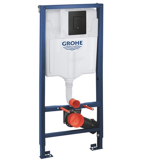 Комплект инсталляции Grohe Solido Even с клавишей смыва черный матовый 388112430
