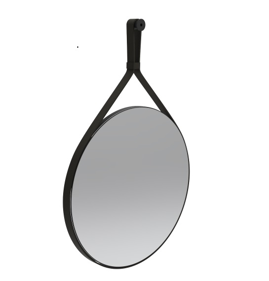 Дзеркало у ванну кімнату Ponsi Tondo Ø60 рама чорна екошкіра BESPEPTOND0060