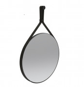 Дзеркало у ванну кімнату Ponsi Tondo Ø60 рама чорна екошкіра BESPEPTOND0060
