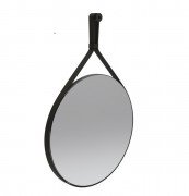Дзеркало у ванну кімнату Ponsi Tondo Ø60 рама чорна екошкіра BESPEPTOND0060