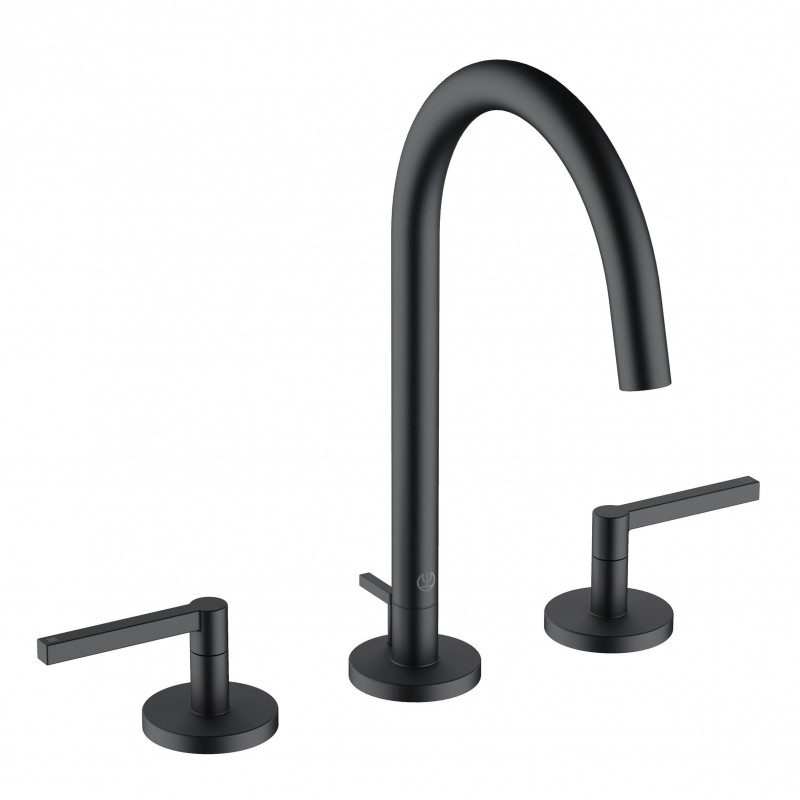 Смеситель для раковины Kludi Nova Fonte Puristic на 3 отверстия с донным клапаном черный матовый 201433915