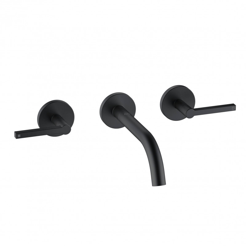 Смеситель для раковины Kludi Nova Fonte Puristic 180 настенный на 3 отверстия черный матовый 201443915