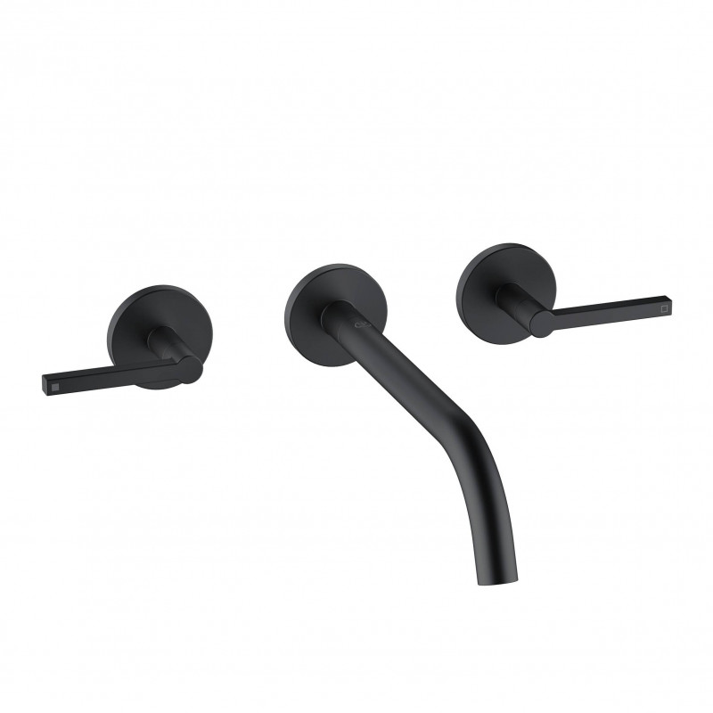 Змішувач для раковини Kludi Nova Fonte Puristic 240 настінний на 3 отвори чорний матовий 201463915