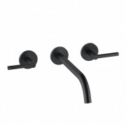 Змішувач для раковини Kludi Nova Fonte Puristic 240 настінний на 3 отвори чорний матовий 201463915