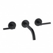 Смеситель для раковины Kludi Nova Fonte Puristic 180 настенный на 3 отверстия черный матовый 201443915