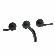 Смеситель для раковины Kludi Nova Fonte Puristic 180 настенный на 3 отверстия черный матовый 201443915