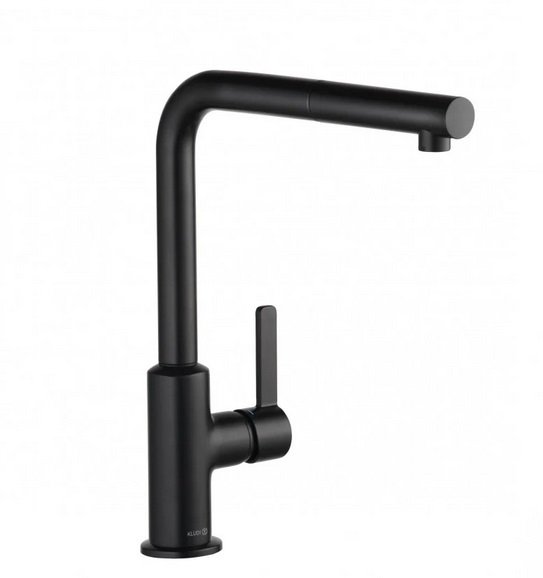 Смеситель для кухни Kludi L-ine S с выдвижной лейкой черный матовый 408513975