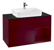 Тумба под раковину Villeroy & Boch Finion 100х50,1 см с подсветкой МДФ пион матовый лак/стекло черное матовое G372HBHB