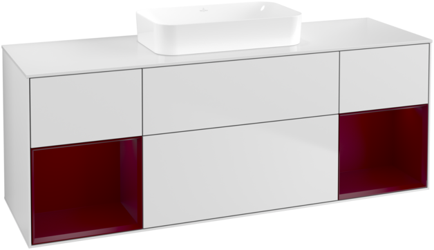 Тумба под раковину Villeroy & Boch Finion 160х50,1 см с подсветкой МДФ белый матовый лак/стекло белое матовое G741HBMT