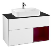 Тумба под раковину Villeroy & Boch Finion 100х50,1 см с подсветкой МДФ глянцевый белый лак/стекло черное матовое G372HBGF