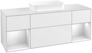 Тумба под раковину Villeroy & Boch Finion 160х50,1 см с подсветкой МДФ глянцевый белый лак/стекло белое матовое G741MTGF