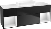 Тумба під раковину Villeroy & Boch Finion 160х50,1 см із підсвічуванням МДФ чорний матовий лак/скло біле матове G741MTPD