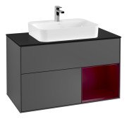 Тумба під раковину Villeroy & Boch Finion 100х50,1 см з підсвічуванням МДФ антрацит матовий лак/скло чорне матове G372HBGK