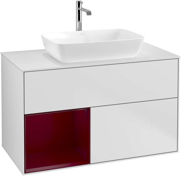 Тумба под раковину Villeroy & Boch Finion 100х50,1 см с подсветкой МДФ белый матовый лак/стекло белое матовое F771HBMT