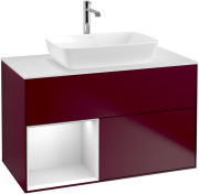 Тумба под раковину Villeroy & Boch Finion 100х50,1 см с подсветкой МДФ пион матовый лак/стекло белое матовое F771MTHB