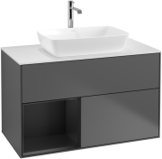 Тумба под раковину Villeroy & Boch Finion 100х50,1 см с подсветкой МДФ антрацит матовый лак/стекло белое матовое F771PDGK