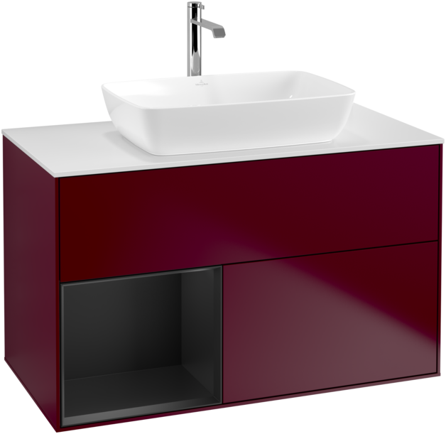 Тумба под раковину Villeroy & Boch Finion 100х50,1 см с подсветкой МДФ пион матовый лак/стекло белое матовое F771PDHB