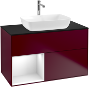 Тумба под раковину Villeroy & Boch Finion 100х50,1 см с подсветкой МДФ пион матовый лак/стекло черное матовое F772GFHB