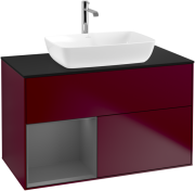 Тумба под раковину Villeroy & Boch Finion 100х50,1 см с подсветкой МДФ пион матовый лак/стекло черное матовое F772GKHB