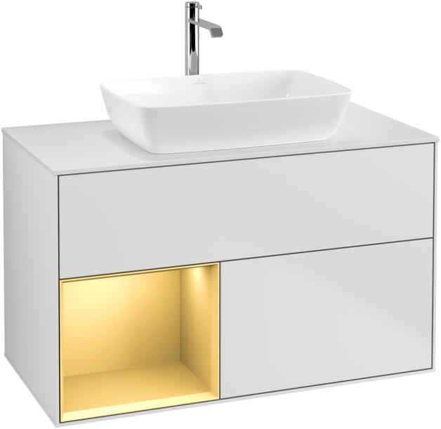 Тумба под раковину Villeroy & Boch Finion 100х50,1 см с подсветкой МДФ белый матовый лак/стекло белое матовое F771HFMT