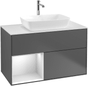 Тумба під раковину Villeroy & Boch Finion 100х50,1 см з підсвічуванням МДФ антрацит матовий лак/скло біле матове F771MTGK