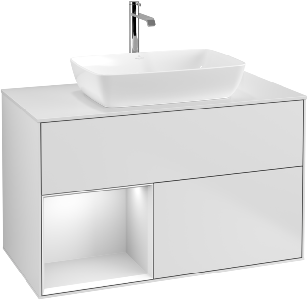 Тумба под раковину Villeroy & Boch Finion 100х50,1 см с подсветкой МДФ белый матовый лак/стекло белое матовое F771MTMT