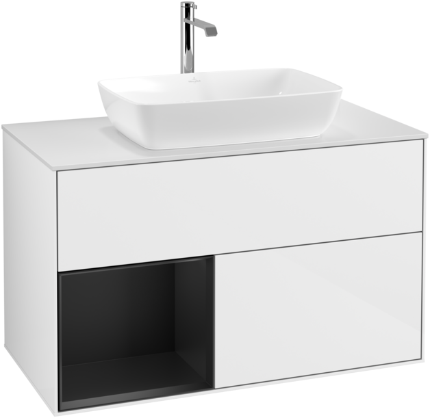 Тумба під раковину Villeroy & Boch Finion 100х50,1 см з підсвіткою МДФ білий глянцевий лак/скло біле матове F771PDGF