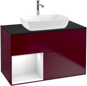 Тумба под раковину Villeroy & Boch Finion 100х50,1 см с подсветкой МДФ пион матовый лак/стекло черное матовое F772GFHB