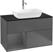 Тумба под раковину Villeroy & Boch Finion 100х50,1 см с подсветкой МДФ антрацит матовый лак/стекло черное матовое F772GKGK