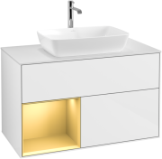 Тумба под раковину Villeroy & Boch Finion 100х50,1 см с подсветкой МДФ глянцевый белый лак/стекло белое матовое F771HFGF