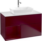 Тумба під раковину Villeroy & Boch Finion 100х50,1 см з підсвічуванням МДФ півонія матовий лак/скло біле матове F771HBHB