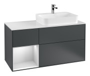 Тумба под раковину Villeroy & Boch Finion 120х50,1 см с подсветкой МДФ темно-синий матовый лак/стекло белое матовое F391MTHG