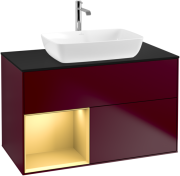 Тумба под раковину Villeroy & Boch Finion 100х50,1 см с подсветкой МДФ пион матовый лак/стекло черное матовое F772HFHB