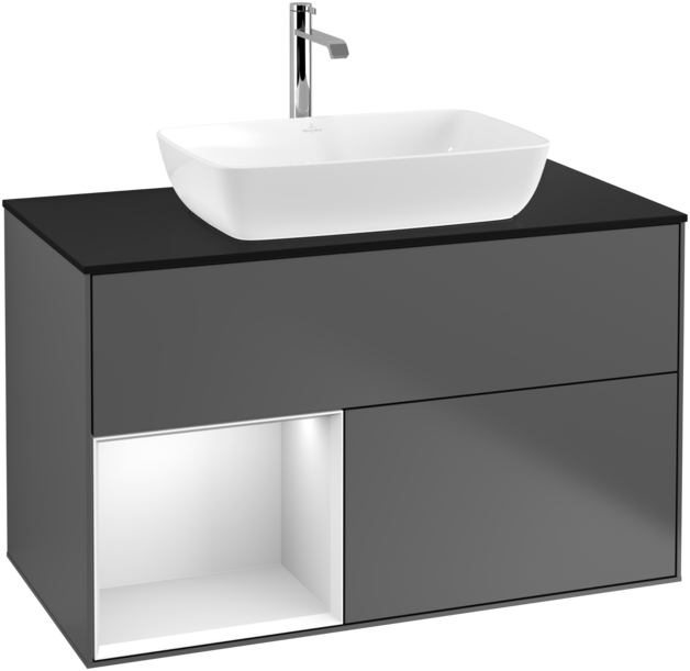 Тумба під раковину Villeroy & Boch Finion 100х50,1 см з підсвічуванням МДФ антрацит матовий лак/скло чорне матове F772MTGK