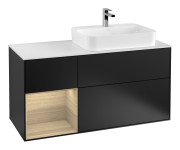 Тумба під раковину Villeroy & Boch Finion 120х50,1 см із підсвічуванням МДФ чорний матовий лак/скло біле матове F391PCPD