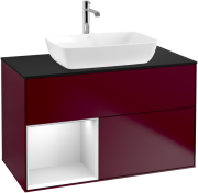 Тумба под раковину Villeroy & Boch Finion 100х50,1 см с подсветкой МДФ пион матовый лак/стекло черное матовое F772MTHB