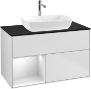 Тумба под раковину Villeroy & Boch Finion 100х50,1 см с подсветкой МДФ белый матовый лак/стекло черное матовое F772MTMT