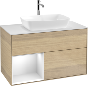 Тумба под раковину Villeroy & Boch Finion 100х50,1 см с подсветкой МДФ шпон дуба/стекло белое матовое F771GFPC