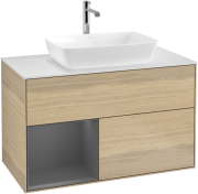 Тумба под раковину Villeroy & Boch Finion 100х50,1 см с подсветкой МДФ шпон дуба/стекло белое матовое F771GKPC