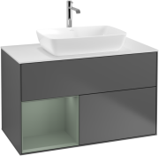 Тумба під раковину Villeroy & Boch Finion 100х50,1 см з підсвічуванням МДФ антрацит матовий лак/скло біле матове F771GMGK